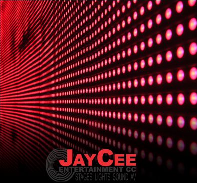Close-up view of red LED screen pixels highlighting the high-resolution display technology by JayCee Entertainment CC.